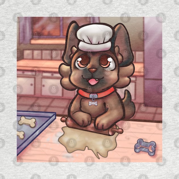 Cute puppy baking biscuits by OrangeRamphasto